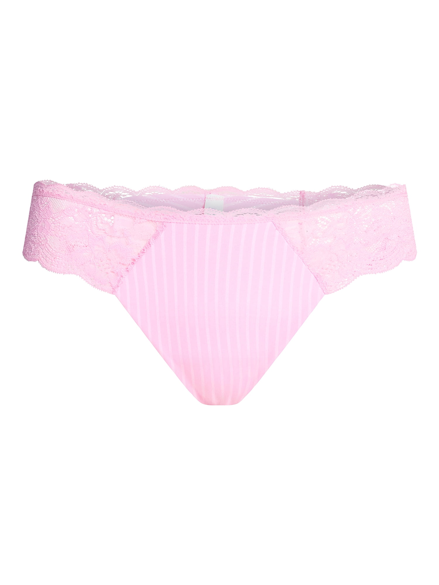 Joyspun Women's Microfiber and Lace Thong Panties, 3-Pack, Sizes XS-3XL