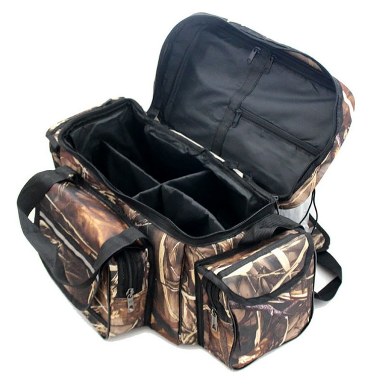 CHAMAIR Fishing Bag Durable Fishing Tackle Storage Bag for Outdoor (Leaf  Camouflage) 