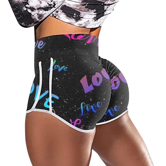 Daqian Womens Plus Size Shorts Women Printing High Waist Stretch Strethcy Leggings Yoga Short Pants Plus Size Shorts for Women Multicolor XL(XL)