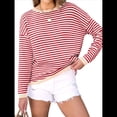 thumbnail image 2 of Suéteres de Mujer de Larga, Cuello Redondo, Rayas de Colores, Suéteres Casuales de Punto Rojo XL, 2 of 9