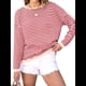 thumbnail image 2 of Suéteres de Mujer de Larga, Cuello Redondo, Rayas de Colores, Suéteres Casuales de Punto Rojo XL, 2 of 9
