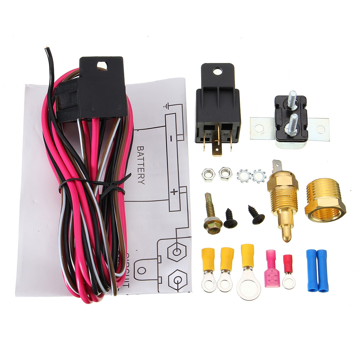 170~185 Degree Engine Cooling Fan Thermostat Temperature Switch Sensor Relay Set