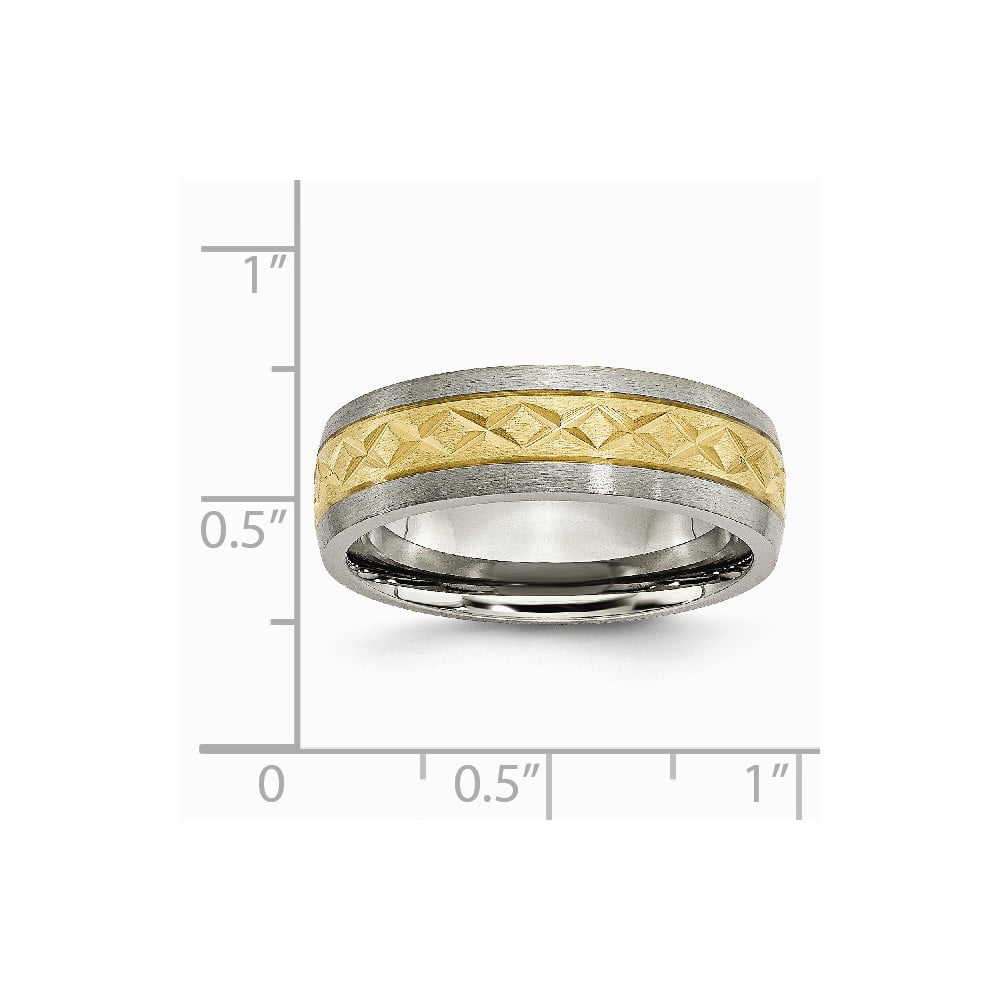 Titanium Yellow Ip-plated Grooved 6mm Polished Band Best Quality Free Gift Box 