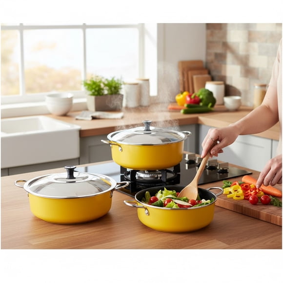 BATERIA DE COCINA DE COCINA ALUMINIO PURO CON SARTEN ANTIADHERENTE Y POCILLO HERCULES 8 PIEZAS