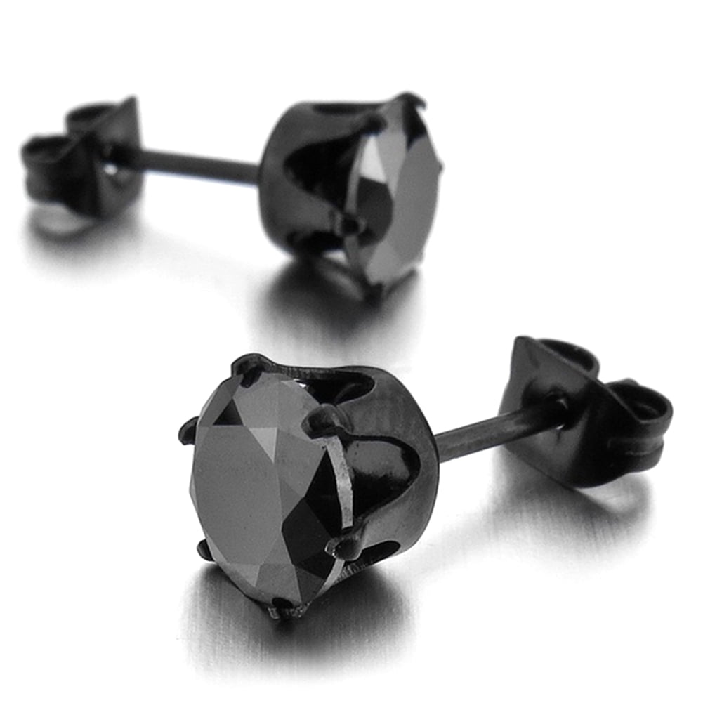 Details about   14kt Black Gold Round Black Cubic Zirconium Stud Earrings 