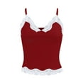 thumbnail image 2 of SNKSDGM Female Spaghetti Strap Tank Top Packs for Women Tank Top for Women Ribbed Women's Lace Splicing Fashion Pure with A Slim Vest Solid Color Top M, 2 of 8