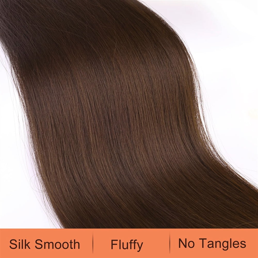 Brazilian Human Hair Ponytail Hairpiece 16-26 Inch Long Straight Drawstring Ponytail Extensions #4 Medium Brown