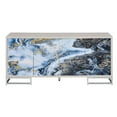 thumbnail image 5 of ACME Liam Wood/Metal Console Cabinet in Blue Marble Paint/White & Chrome, 5 of 10