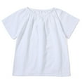 thumbnail image 6 of Breathable Linen Cotton Top for Girls | Oversized Batwing Sleeve Shirt Casual Boat Neck Kids Tee Relaxed Fit White,Size 4-5T, 6 of 6
