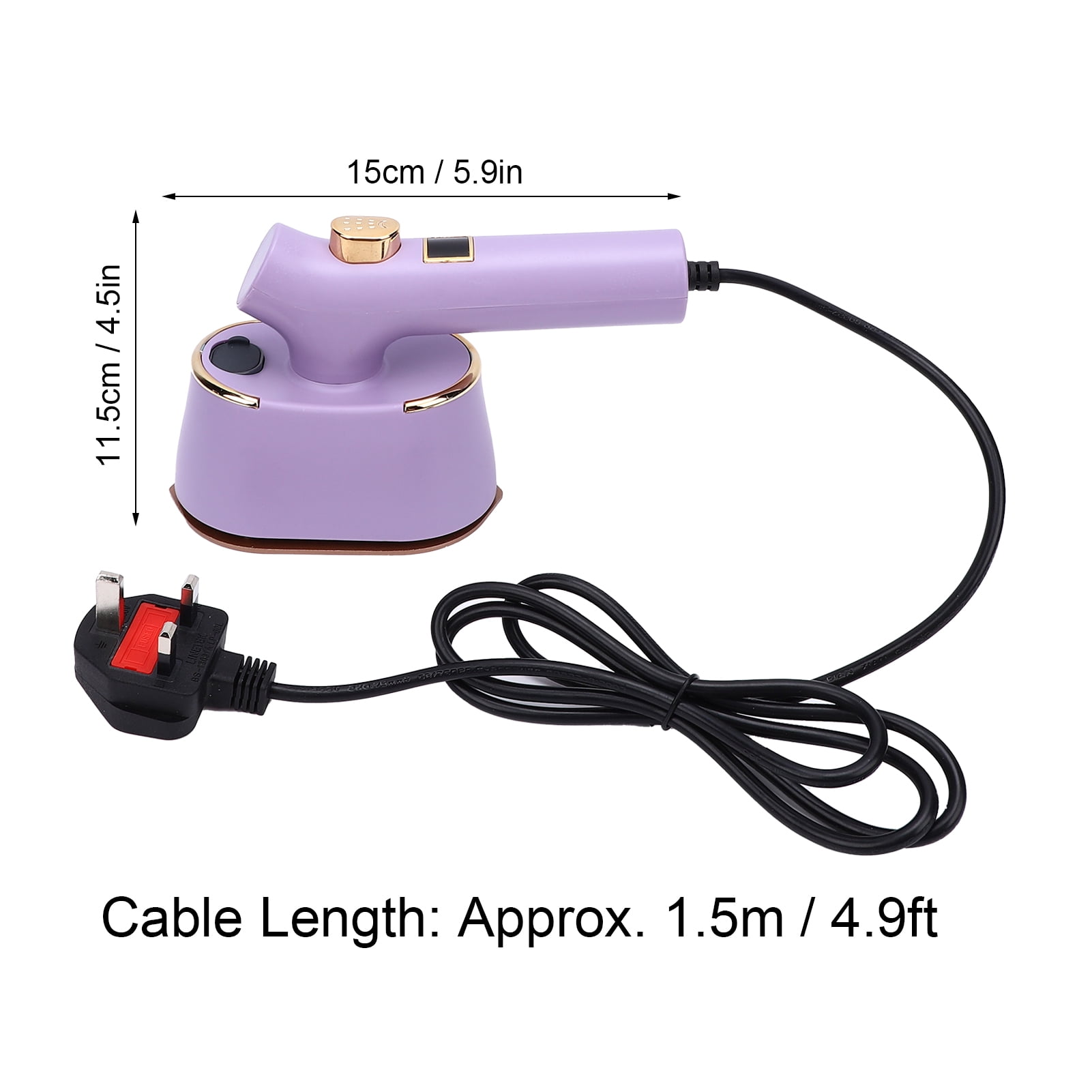 BIMZUC Portable Handheld Garment Mini Electric Steam Iron, 120ml Water Tank, 40W Wrinkle Remover for Home and Travel, 220V UK Plug, Purple