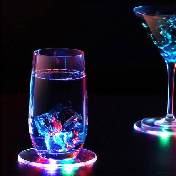 Posavasos con luz LED, copa delgada de cristal acrílico, cóctel, Bar, barman, posavasos luminoso, 3 uds. Jadeshay A