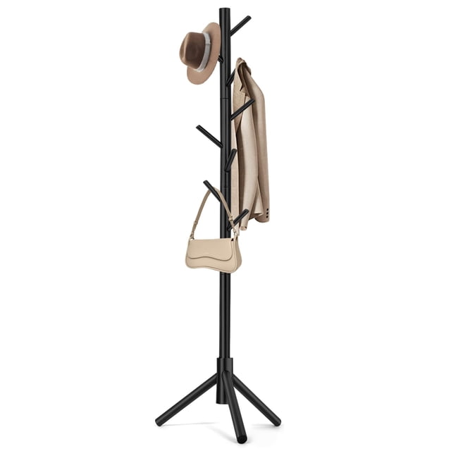 WANGMUXIA Perchero Independiente con 8 Ganchos y 3 Percheros de árbol de tamaño Ajustable para Dormitorio, Pasillo, Entrada, Oficina, para Sombreros, Abrigos, Bufandas, Bolsos