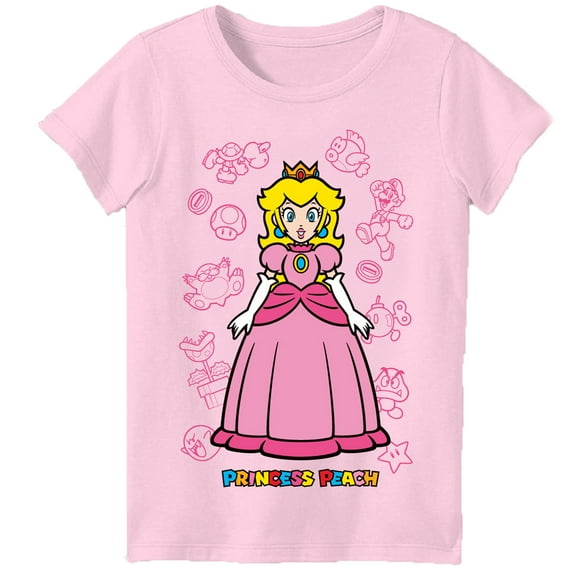 Super Mario Princess Peach Little Girls 4-6X Tee Shirt