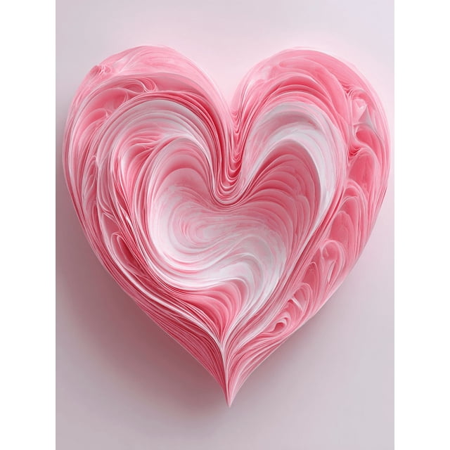 Qisvanset Abstract Pink Heart Layers Canvas Wall Art Print, 15.75x11.81 Inches