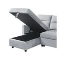 thumbnail image 4 of Benjara 82 Inch Sleeper Sectional Sofa with Left Storage Chaise, Light Gray Velvet, 4 of 5