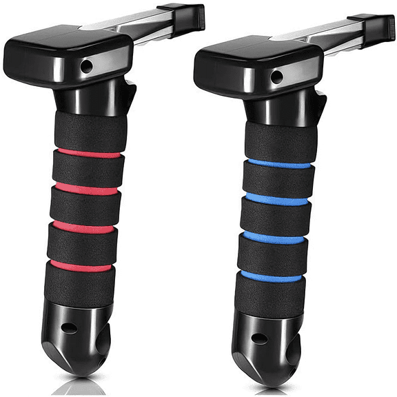 2 Pack Car Handle Assist for Elderly, 3 in 1 Vehicle Support Handle Automotive Door Assist Handles ， Window Breaker Standing Mobility Aid for Car（Red and Blue）