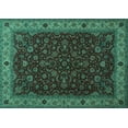 thumbnail image 1 of Ahgly Company Machine Washable Indoor Rectangle Persian Turquoise Blue Traditional Area Rugs, 4' x 6', 1 of 4