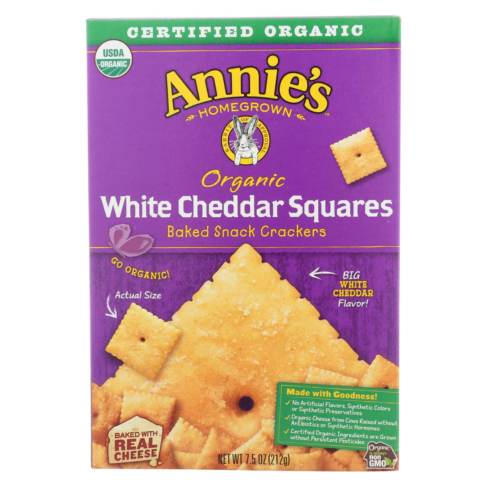 Annie&#39;s Organic White Cheddar Squares Baked Snack Crackers - 7.5oz