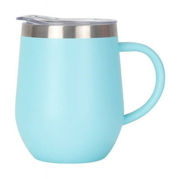 Taza de café térmica de 12 oz con asa, de acero inoxidable, de doble pared, para viaje al vacío, con tapa deslizante, térmica