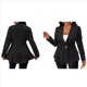 thumbnail image 2 of Chaqueta Texturizada con Botones, Cuello en V y Dobladillo con Volantes para Mujer, Talla Grande Negro M, 2 of 6