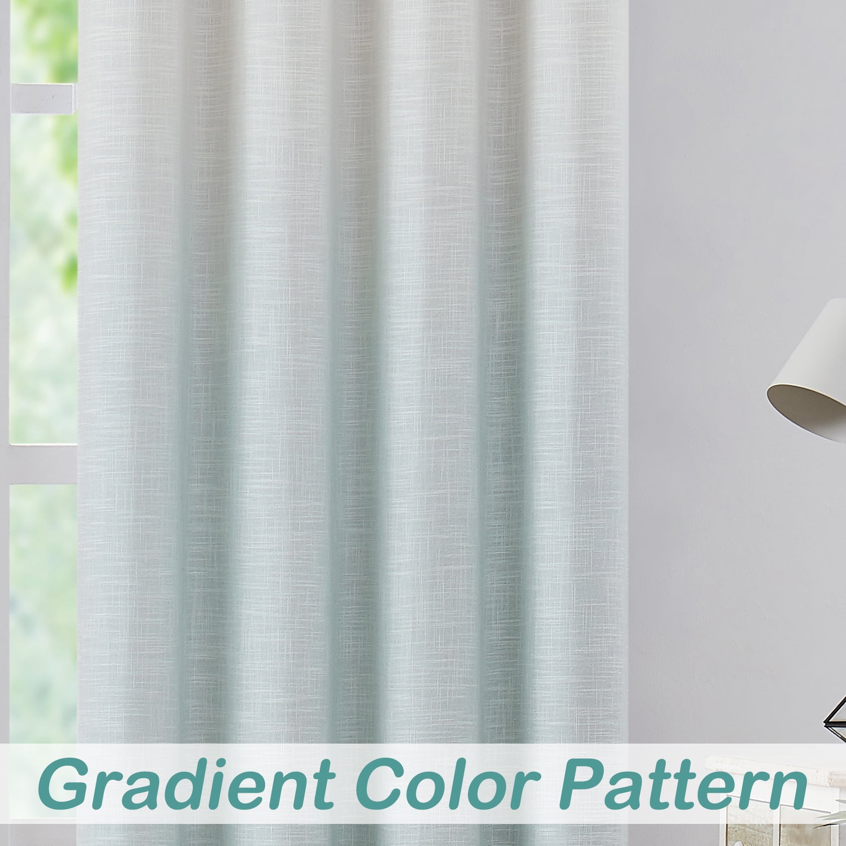 Uptown Home Modern Aqua Blue Two Tone Gradient Color Ombre Blackout Curtains, 50" x 95" (2 Panels)