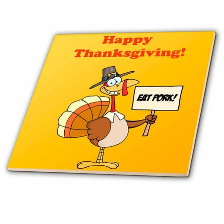 - 3dRose Happy Thanksgiving Turkey - Ceramic Tile, 4-inch