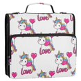 thumbnail image 6 of 3 Ring Zipper Binder with Shoulder Strap Waterproof Trapper Keeper 2 Inch D-Ring 500 Sheets Capacity Unicorn and Love Balloon, 6 of 8