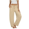 thumbnail image 2 of JUSLIO Women Pants Curved Leg Pants Joggers Drawstring Elastic Waist with Pockets Stretchy Casual Pants, 2 of 7