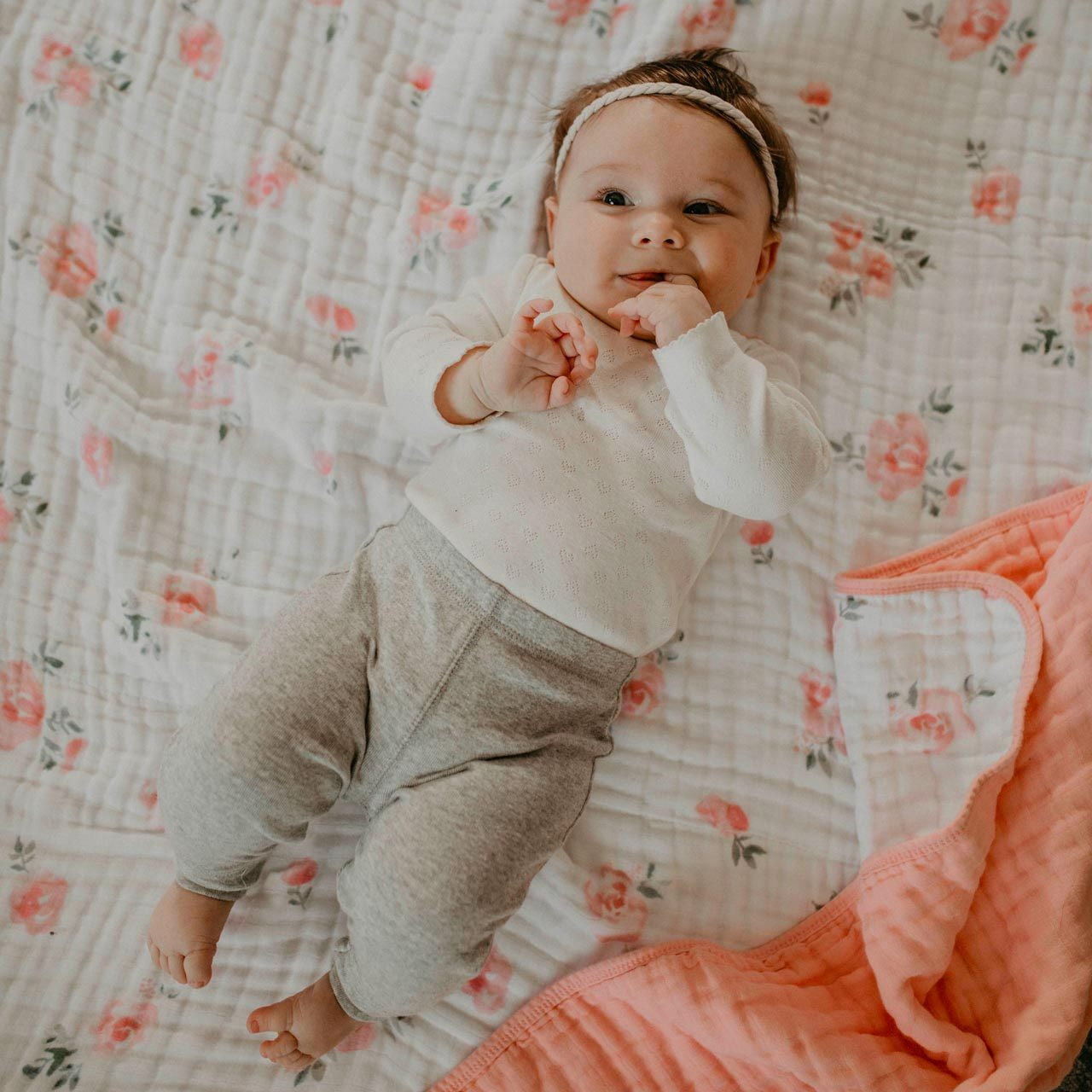 Parker Baby Girls Dreamy Floral Pink 100% Muslin Cotton Baby Blanket