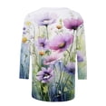 thumbnail image 4 of Wanfds Purple Ladies 2024 Tops And Blouses Spring Fashion Round Neck Three-Quarter Sleeve Top L, 4 of 5