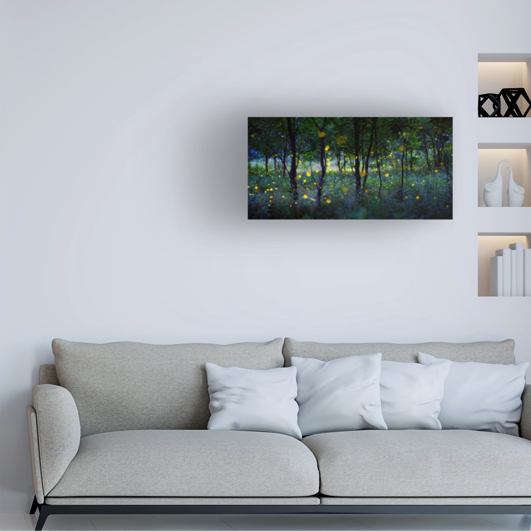 Canvas Wall Art - Hua Zhu 'Magic Fireflies' Wall Art for Living Room, Bedroom, or Office D?cor by Trademark Fine Art - 24 x 12 Inches