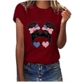 thumbnail image 1 of XZNGL Chemisiers à Manches Courtes pour Femmes T-Shirt Imprimé de la Fête de l'Indépendance pour Femmes Ample Décontracté Col Rond Manches Courtes Hauts pour Femmes Chemisier T-Shirts d'Été pour Femmes Hauts à Manches Courtes pour Femmes, 1 of 8