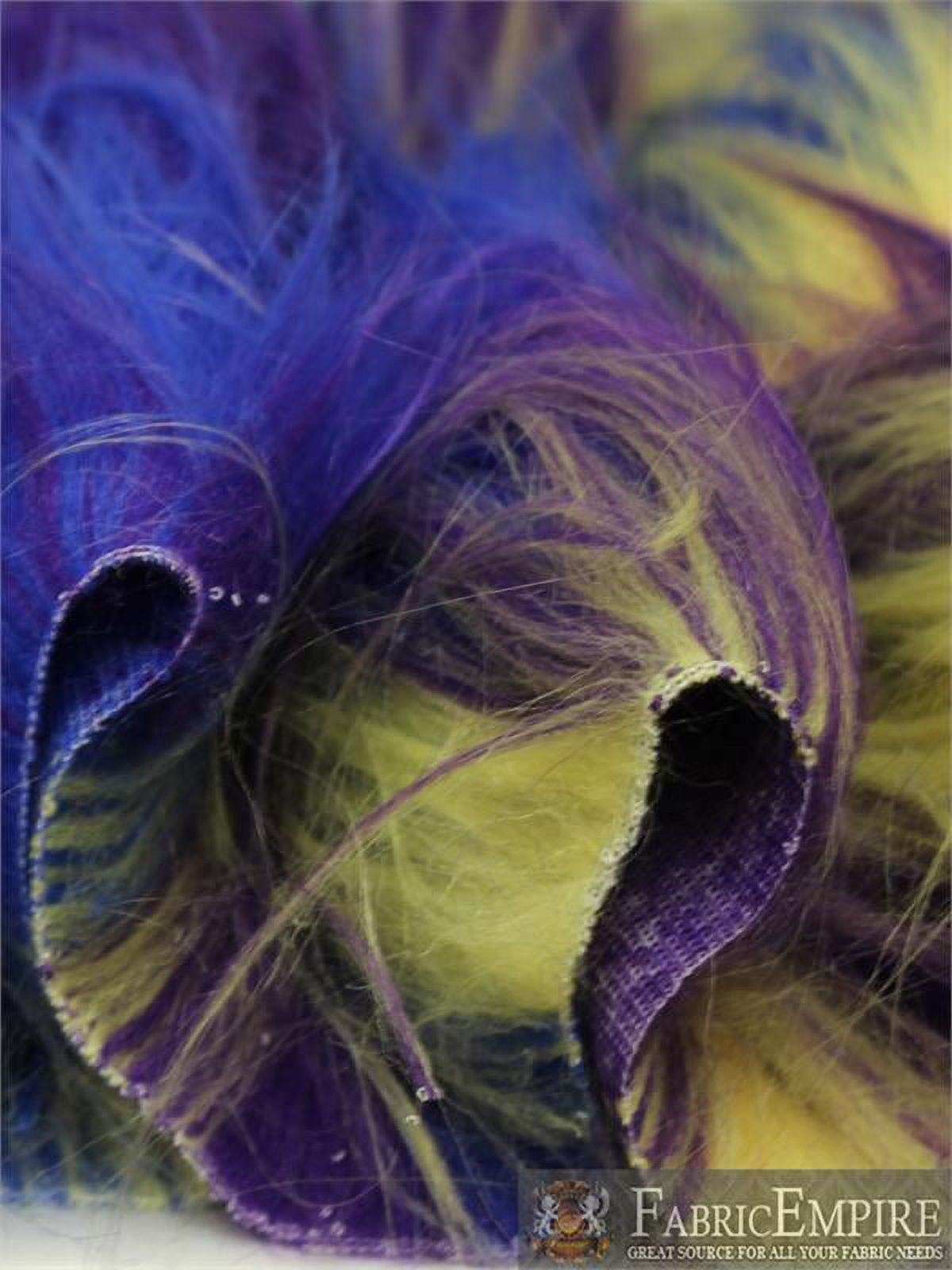 Faux Fur Fabric Long Pile 3 TONE RAINBOW YELLOW BLUE PURPLE/ 60" Wide / Sold by the yard