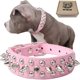 thumbnail image 2 of Collar de perro de cuero clavado, collar de perro remachado de uñas de bala, collar de perro torero mediano y grande, cinturón de perro punk (rosa 61 * 3,5 cm) PenghuiLiu 9024719111230, 2 of 5