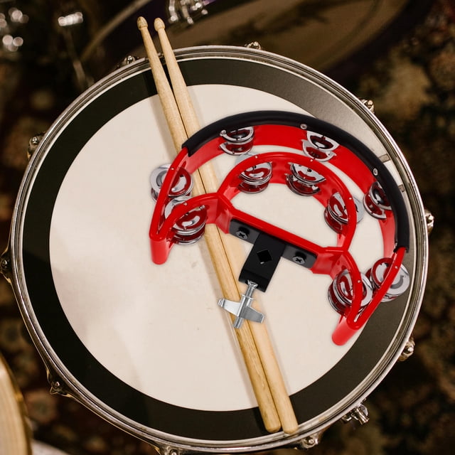LOLIPPYY Tamborine De Percusión Robusto Con Doble Sonaja Para Batería Fácil De Instalar Rojo