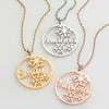 Personalized Planet Snowflakes Name Disc Necklace ,Women's