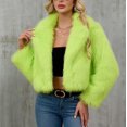 thumbnail image 4 of Women's Faux Fur Cropped Jacket Long Sleeve Open Front Lapel Winter Jacket Shaggy Warm Short Outerwear Fall Clothes, 4 of 7