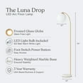 thumbnail image 4 of Brightech Luna Drop 66" LED Floor Lamp, Frosted Glass Globe Arcing Living Room Lamp, Mid-Century Modern Standing Lamp for Living Rooms, Bedrooms & Offices - Brass, 4 of 9