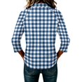 thumbnail image 6 of JULMCOMO Polo Shirts for Women Gingham Plaid Print Collared Button 3/4 Sleeve Loose Trendy Golf Shirts Summer Vacation Outfits Dark Blue S, 6 of 6