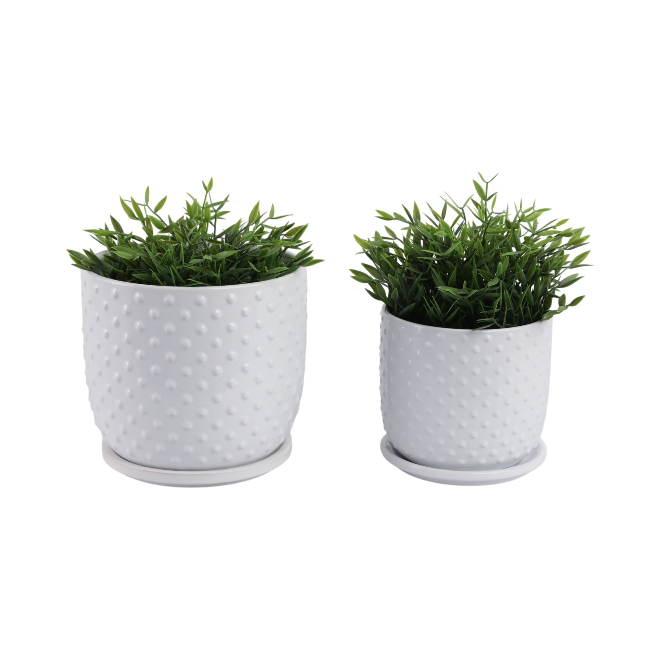 Decorative Ceramic Flower Pots Planters with Saucer - Stylish Modern Indoor and Outdoor Plant Pots for Home Decor - Pots for Plants for Living Room, Patio Plant Stand - Set of 2, 8", 6", White