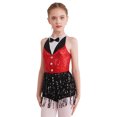 thumbnail image 4 of Traje moderno de lentejuelas para actuación de baile de Jazz y Hip Hop, vestido sin mangas para niños y niñas, vestido corto con borlas y lentejuelas, vestido de baile latino, 4 of 5