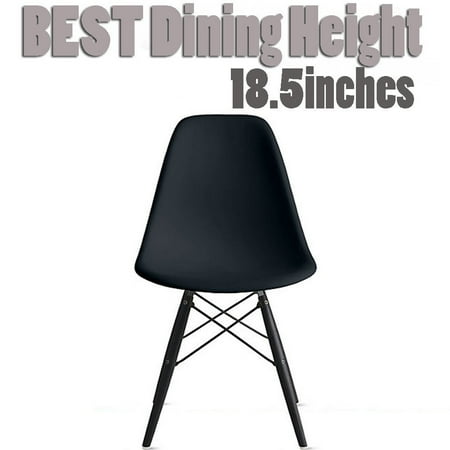 Kitchen Chair With Wheels 2xhome Black Mid Country Modern Molded Shell Designer Assembled Plastic Chair Side No Arms Wheels Armless Dark Wood Wooden Eiffel for Dining Room Bedroom Kitchen Accent Office DSW Comfortable Desk ()