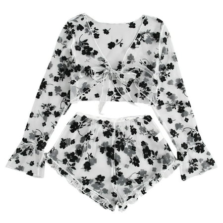 

Miarhb Women period cotton brief underwear Women Embroidery Sleepwear Pajamas Lingerie Tops Shorts New Fashion for me