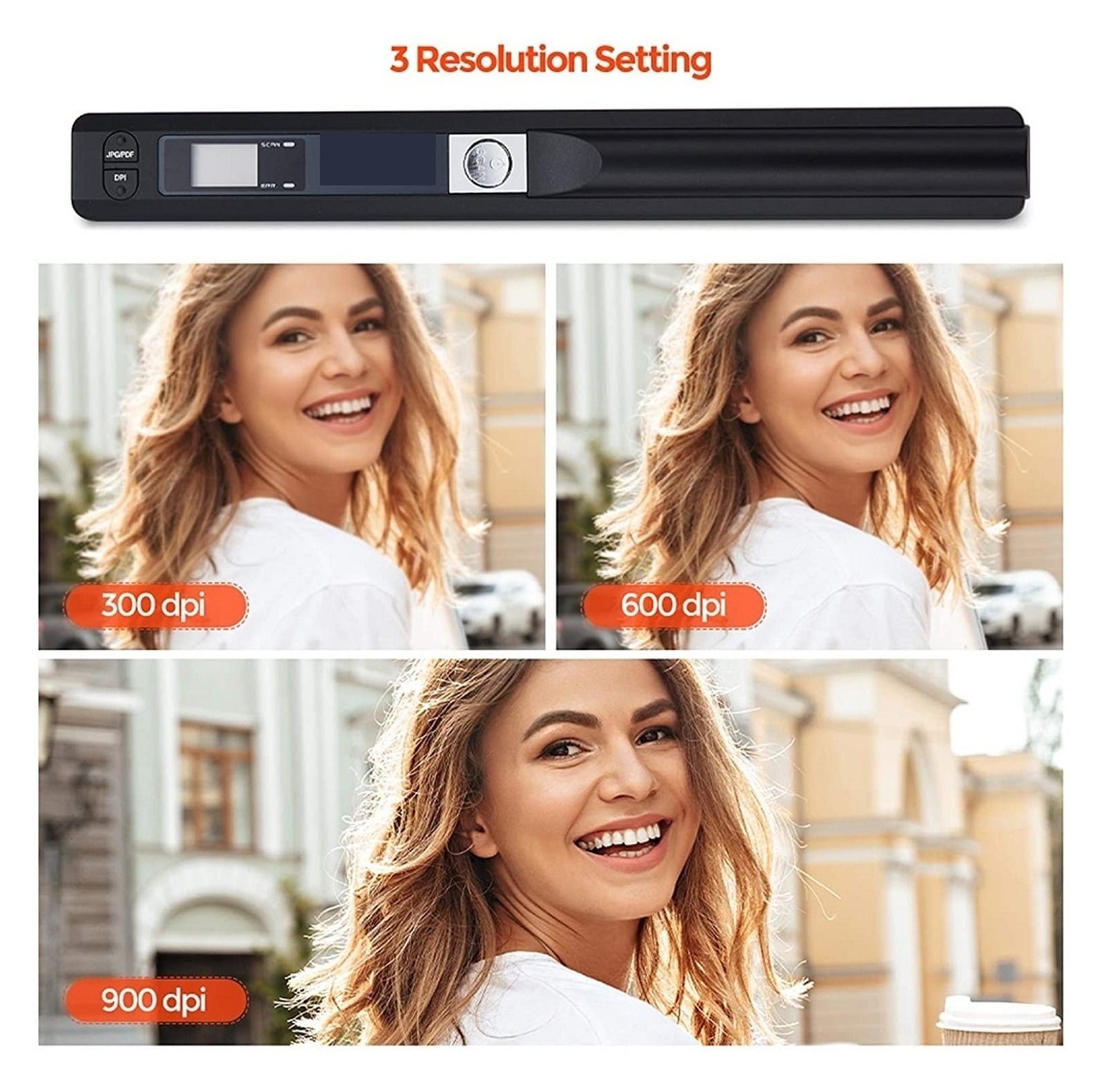 Portable Scanner 900 DPI Handheld A4 Document Scanner For Business Photo Picture Receipts Books Support JPG/PDF Format Document ,Built-In Convenience
