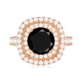 thumbnail image 5 of Rosec Jewels Certified Lab Grown Black Diamond Engagement Ring with Double Halo - Black and White Ring for Women - AAAA Quality, 10K Rose Gold, US 6.00, 5 of 9