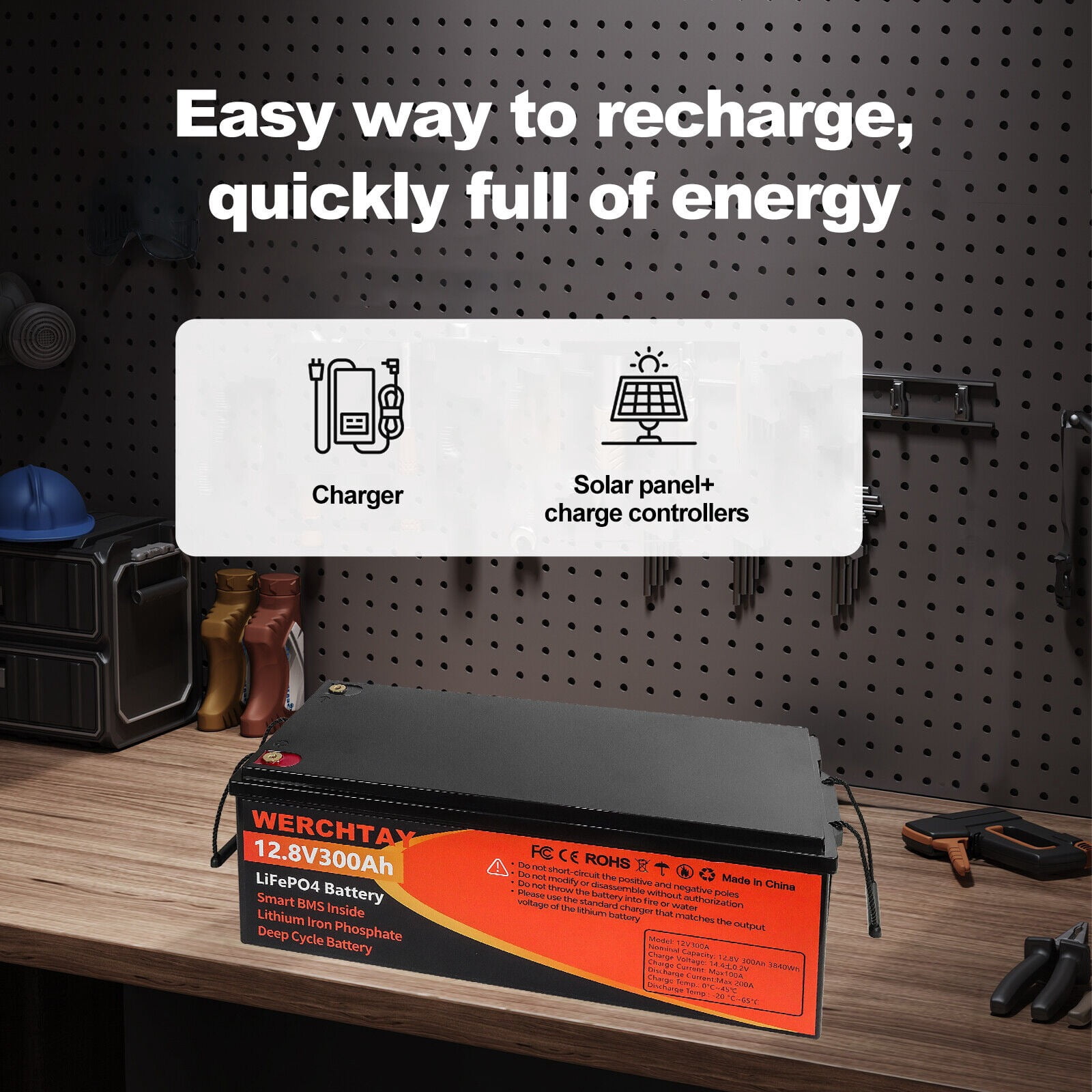 12V 300Ah LiFePO4 Lithium Battery BMS Deep Cycle for RV Solar Boat Off-Grid