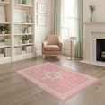 thumbnail image 2 of ODIKA Cute Preppy Polka Dot Field Ribbon Border Scattered Motifs Pink Flowing Dynamic Stain Resistant Low Profile for Dorm Room, Small Living Apartment, 2 of 7