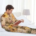 thumbnail image 6 of Naloa Vintage Floral Butterfly Collage Men’s Pajamas Set - Long Sleeve Button Down Sleep Shirt and Pajama Bottoms Sleepwear Set-Medium, 6 of 7