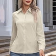 thumbnail image 4 of Women's Button Down Shirts Long Sleeve Dress Shirts Classic Collared Work Office Solid Blouses Tops, 4 of 7