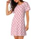 thumbnail image 2 of Easygdp Irregular Plaid Camisón de manga corta para mujer, informal, estampado, 2 of 6